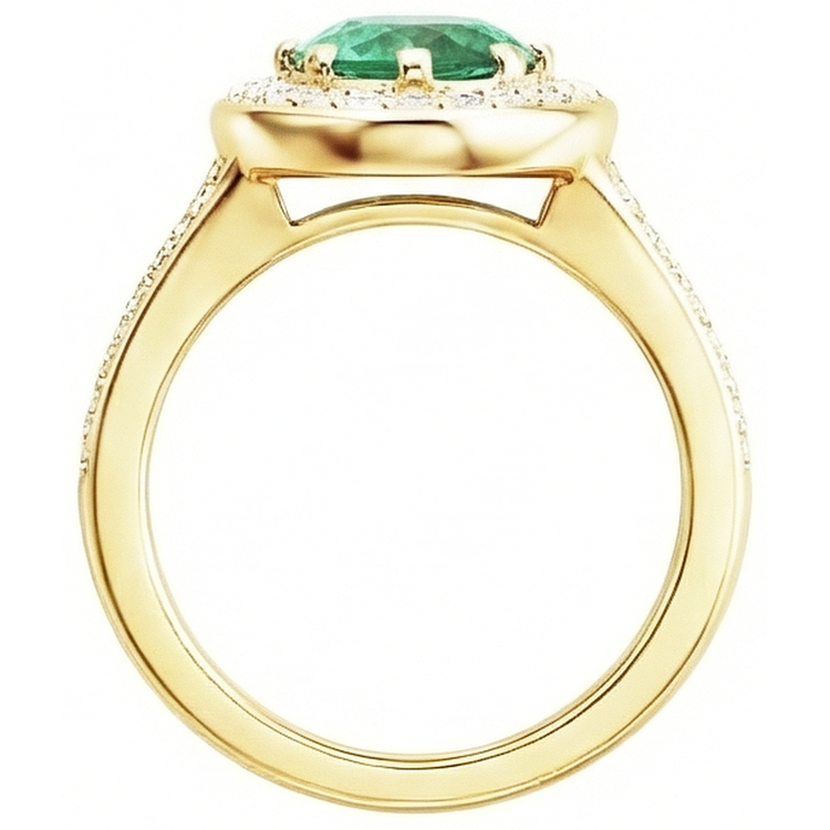 Bague émeraude verte ovale de 3.5 ct avec halo de diamants
