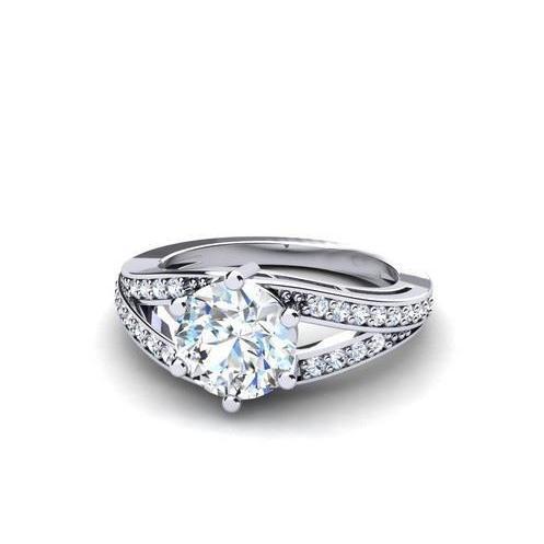 Bague en Authentique diamant Coupe Ronde étincelante de 2,20 carats en or blanc 14K