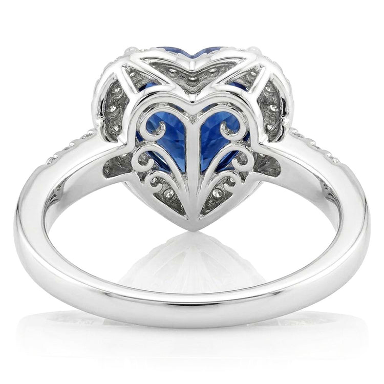 Bague en Diamant Rond Avec Saphir Bleu de Ceylan En Or