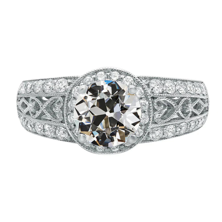 Bague en Véritable diamant ancien mineur milligrain de style ancien avec tige épaisse 5 carats