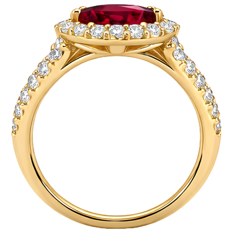 Bague en diamant rubis taille marquise rouge pour femme 3.50 carats en or jaune 14K