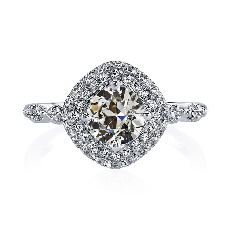 Bague en or Halo ronde Vieux mineur Réel diamant dames serti de griffes 4 carats