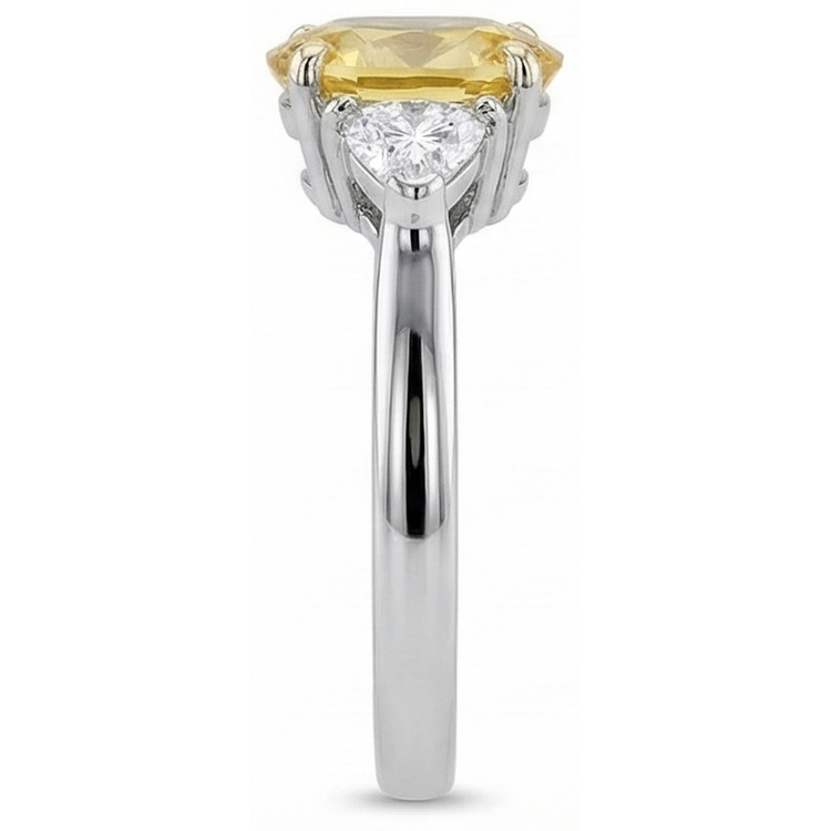 Bague en or blanc 14K avec saphir jaune ovale et mille milliards de diamants 4 ct