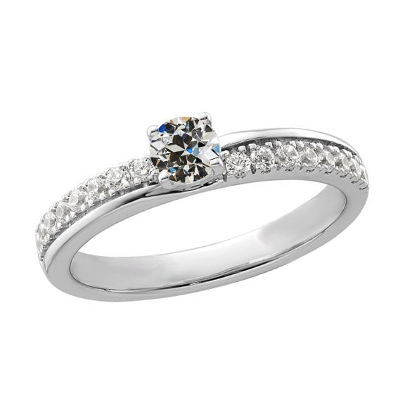 Bague en or blanc 14K ronde avec Réel diamants européens sertis de griffes 2.50 carats