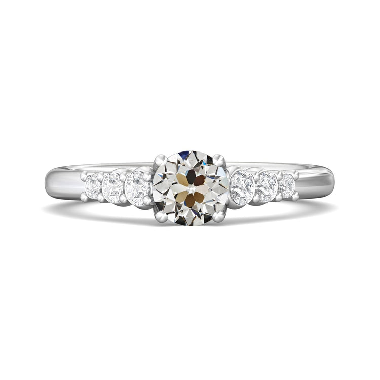 Bague en or blanc avec Véritable diamants ronds Vieux mineur Bijoux pour femme 3.50 Carats