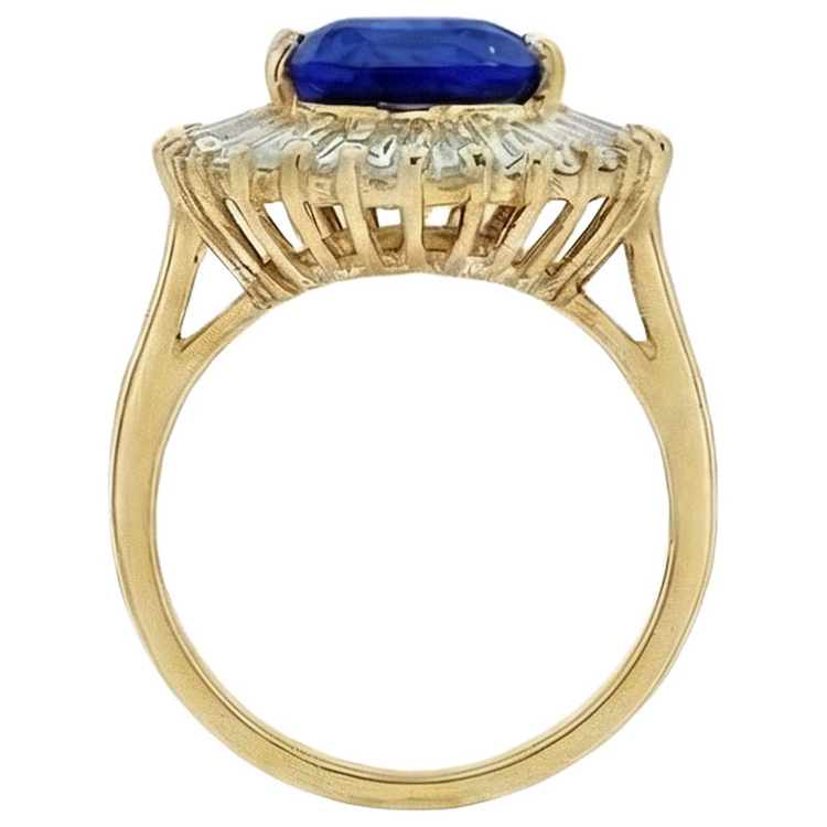 naturel baguette diamant 14carats bague sur blanc