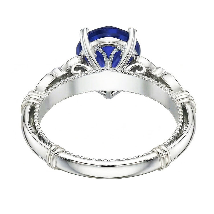Bague en pierre précieuse coeur saphir bleu 2.50 carats bijoux de style antique
