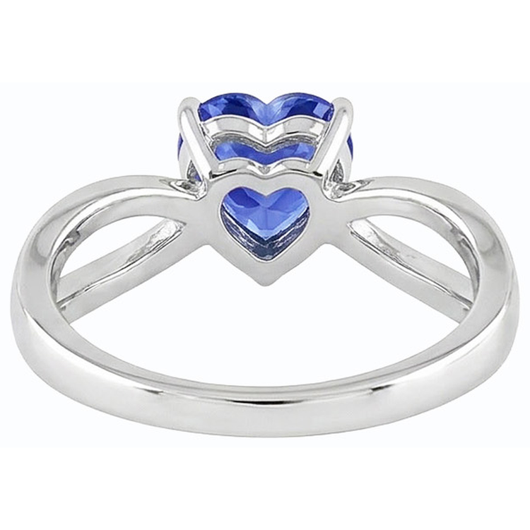 Bague en saphir bleu avec pierres précieuses pour dames. 3.50 carats. bijoux à tige fendue