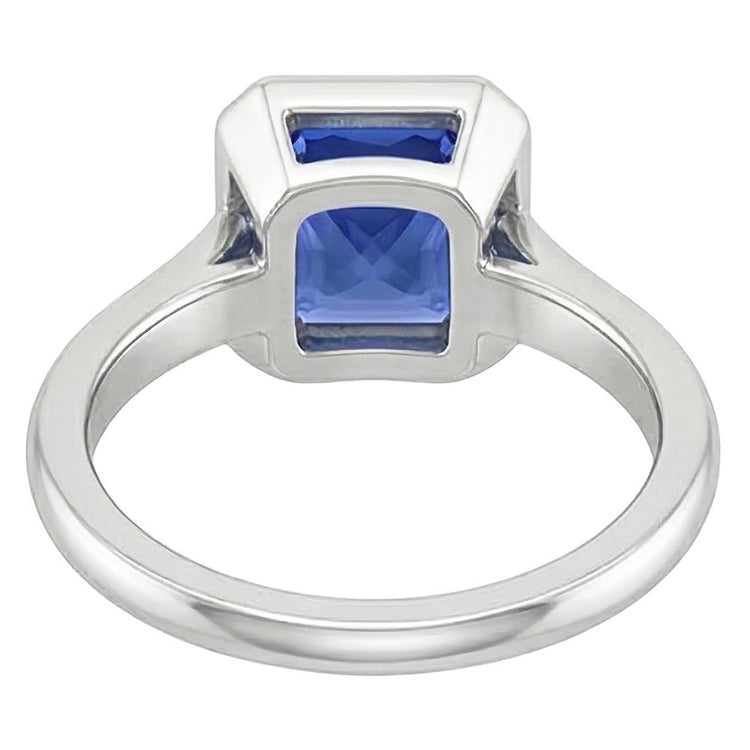Bague en saphir bleu naturel serti de lunette 1 carat pour femme