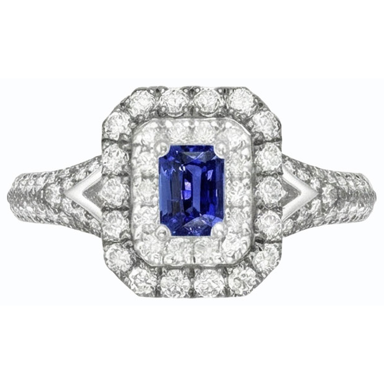 naturel round saphir 3.50carats bague sur blanc