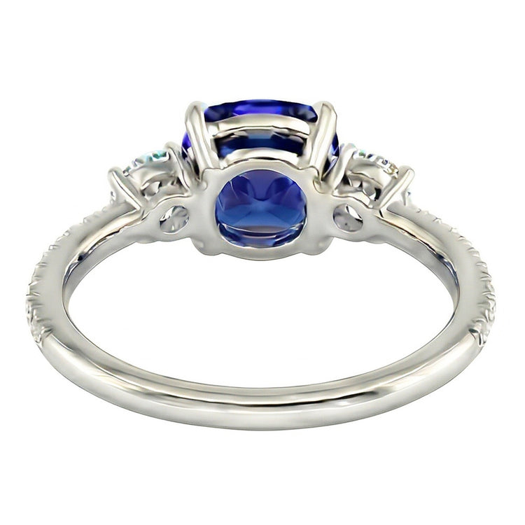 Bague en saphir de coussin de bijoux de pierres précieuses 3.50 carats 3 style de pierre