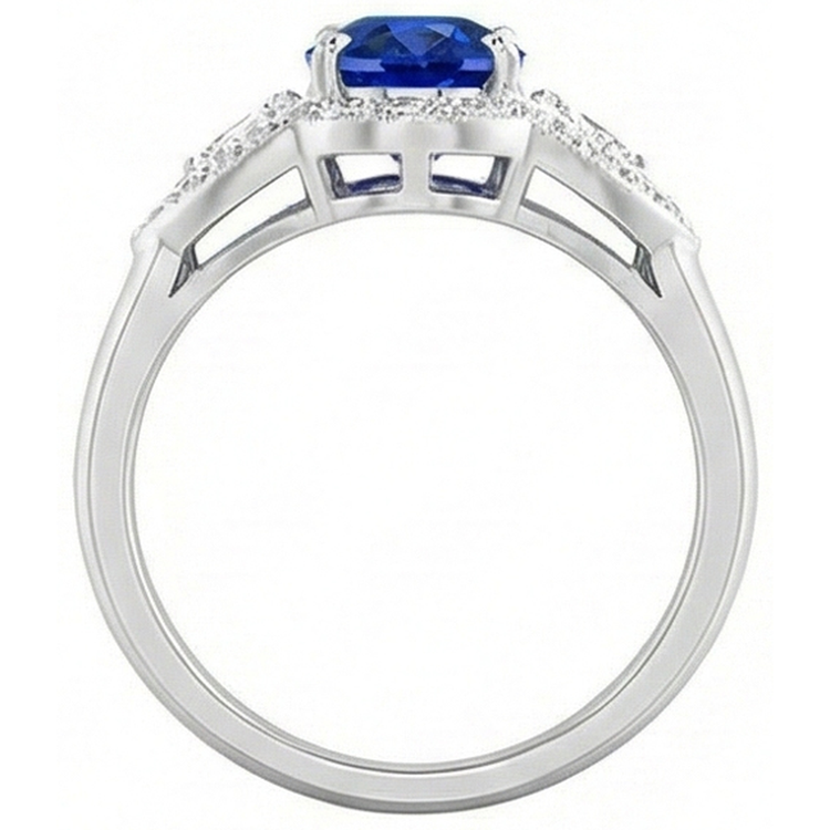 naturel oval diamant 3.90carats bague vue de profil