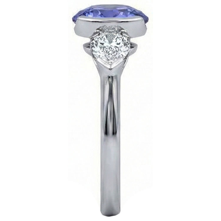 naturel oval tanzanite 3carats bague vue de profil