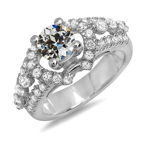 Bague fantaisie Naturel diamant rond taille ancienne sertie de bijoux 5 carats or 14K