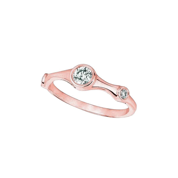 Bague fantaisie Réel diamant 0.31 carats Bague demi-éternité en or rose 14K