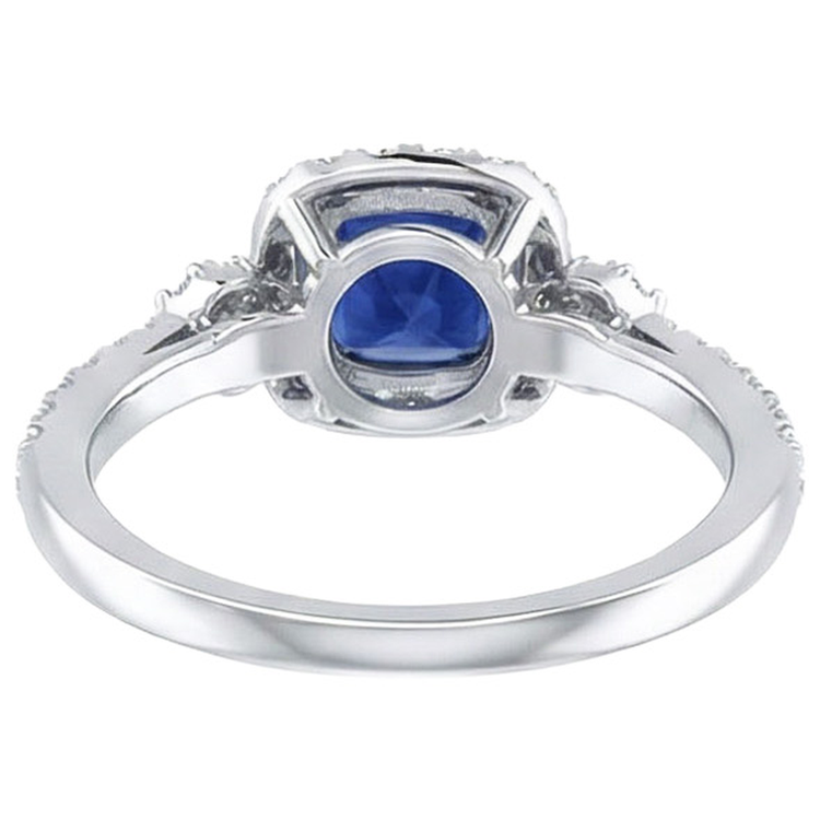 naturel cushion saphir 2.45carats bague vue de profil