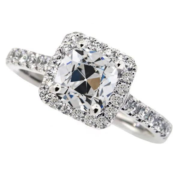 Bague halo de Naturel diamants taille ancienne rond et coussin de 10 carats avec accents