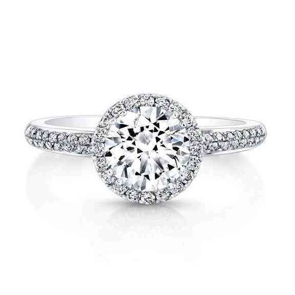 Bague halo de Réel diamants avec accents ronds de 2.6 carats