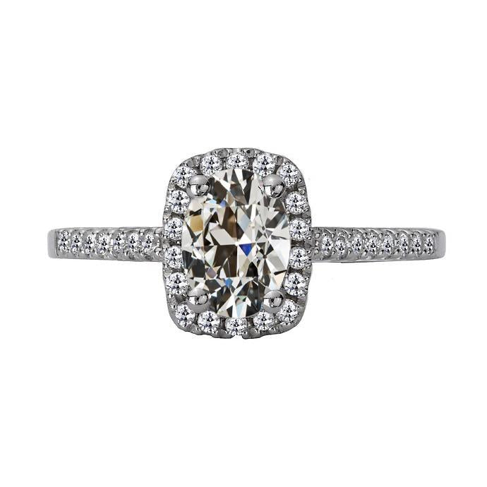 Bague ovale halo de Véritable diamants taille ancienne mine 5.50 carats