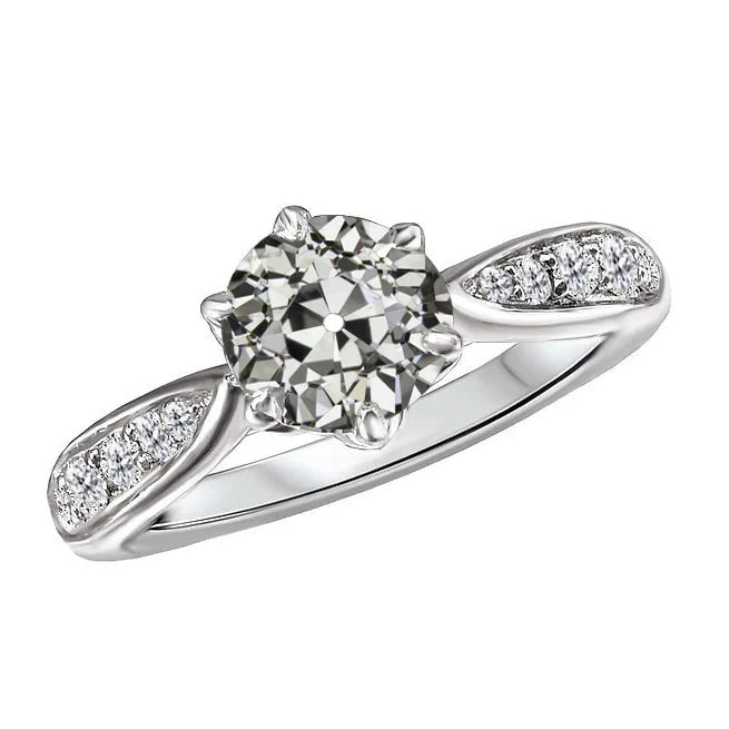 Bague pour femme avec Réel diamants Old Miner sertie de 6 griffes à tige effilée 3,50 carats
