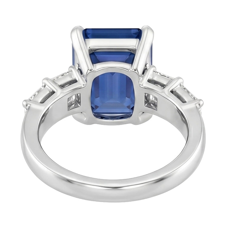 Bague pour femme avec pierres précieuses émeraude et accents saphir de Ceylan de 2.50 carats