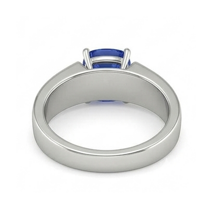 Bague pour homme solitaire en or avec saphir de Ceylan coussin 1,50 ct