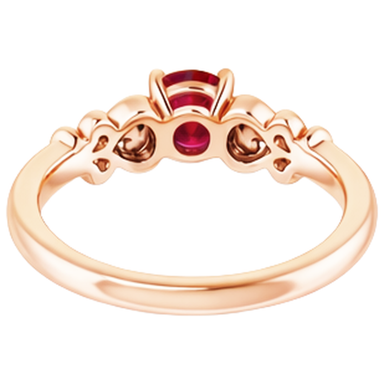Bague rubis rond diamant 14K en or rose 1.40 carats
