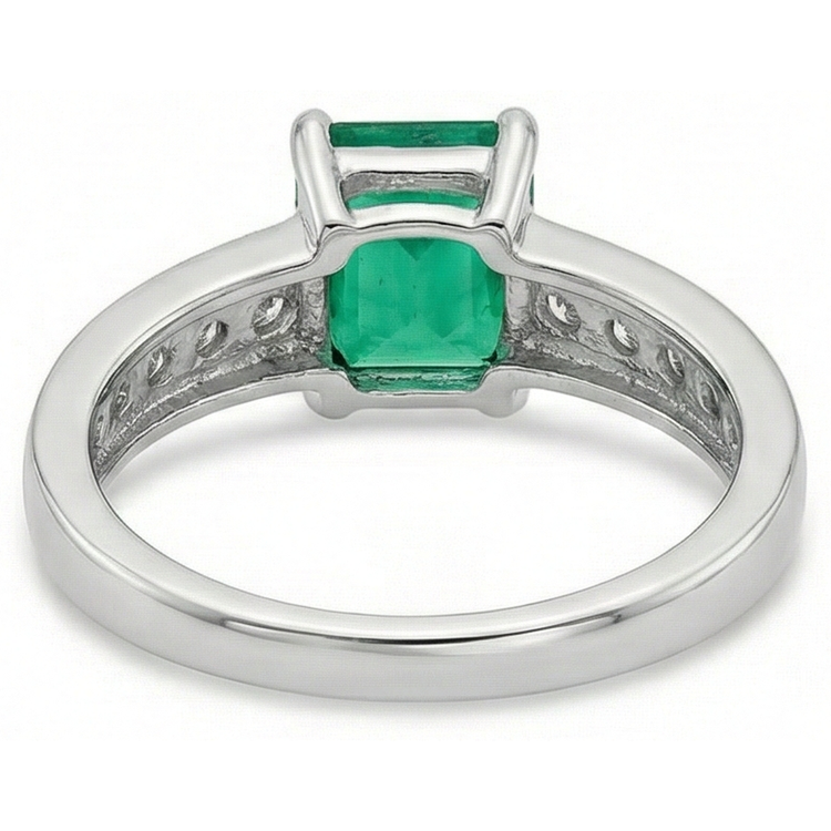 Bague solitaire en émeraude verte et diamant de 3.75 ct avec accents