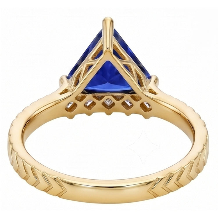 Bague trillion de pierres précieuses saphir et diamants princesse 1.75 carats