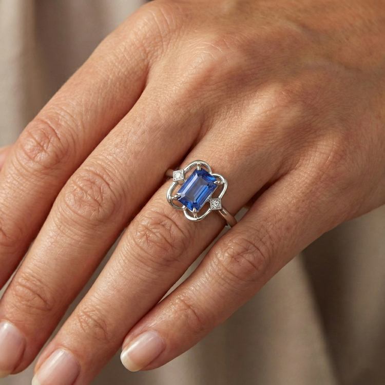 naturel diamant 1.75carats bague sur blanc