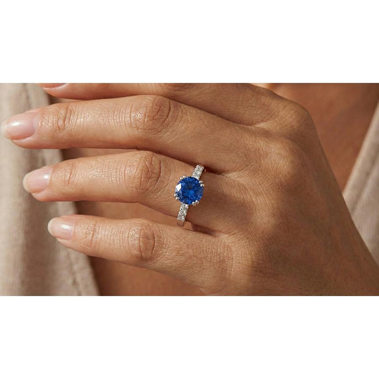 Bague Anniversaire Saphir Bleu 1 Carat