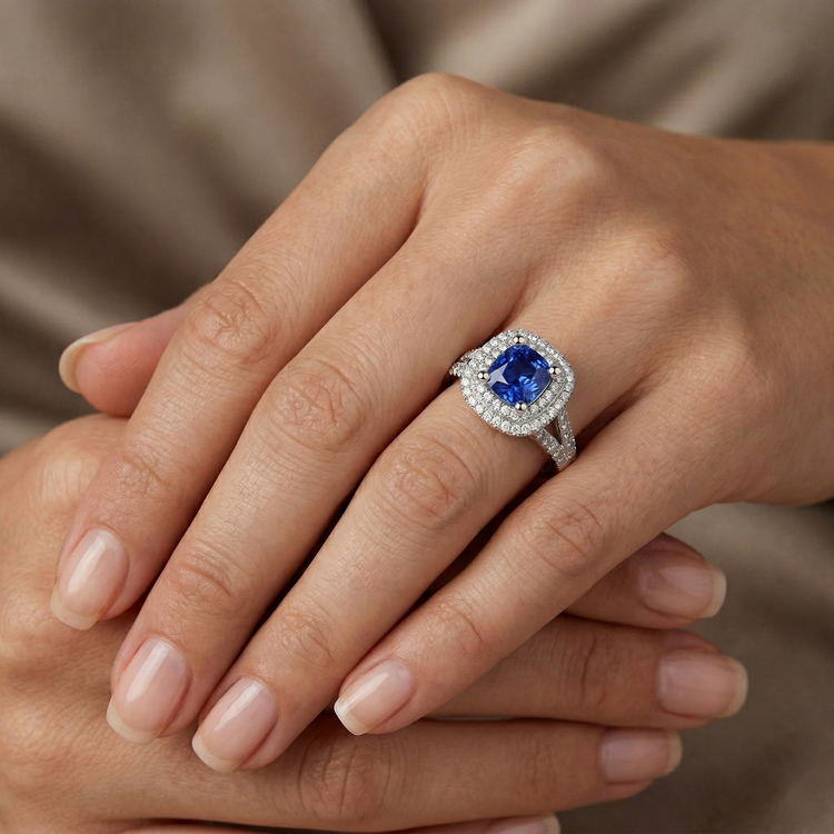 naturel round diamant 3.5carats bague sur blanc