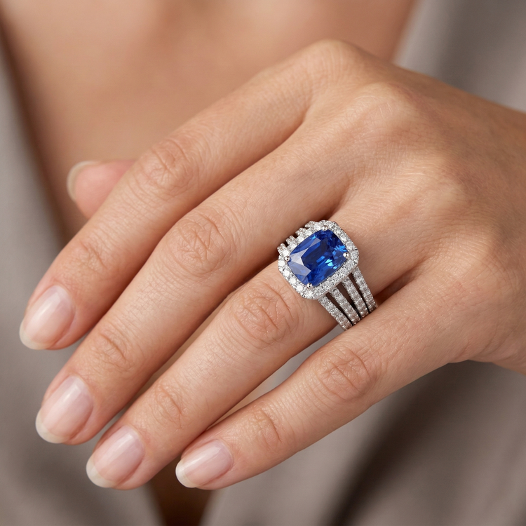 naturel round diamant 5.50carats bague sur blanc