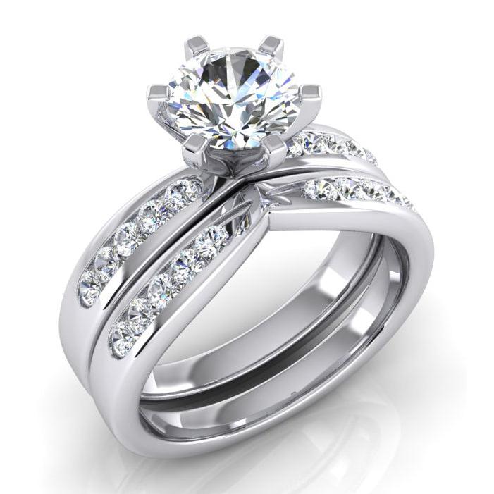 Bague De Fiançailles Réel Diamant 3.25 Carats Sertie Or Blanc 14K