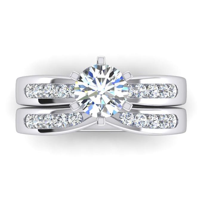 Bague De Fiançailles Réel Diamant 3.25 Carats Sertie Or Blanc 14K