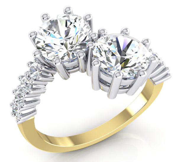 Bague En Or Blanc 14 Carats Avec Diamants Taille Ronde De 3,30 Ct
