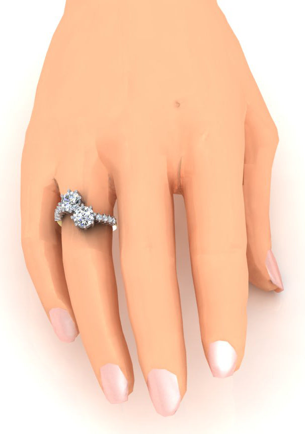Bague En Or Blanc 14 Carats Avec Diamants Taille Ronde De 3,30 Ct