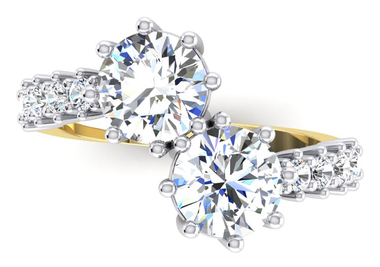 Bague En Or Blanc 14 Carats Avec Diamants Taille Ronde De 3,30 Ct