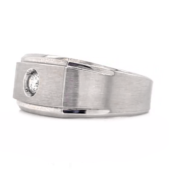 Bague Homme Solitaire Diamant Or Blanc