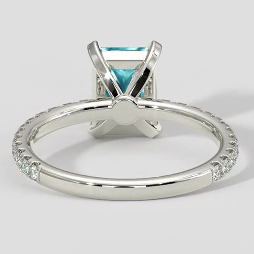 Bague Paraiba coussin 3 carats avec tige en diamant
