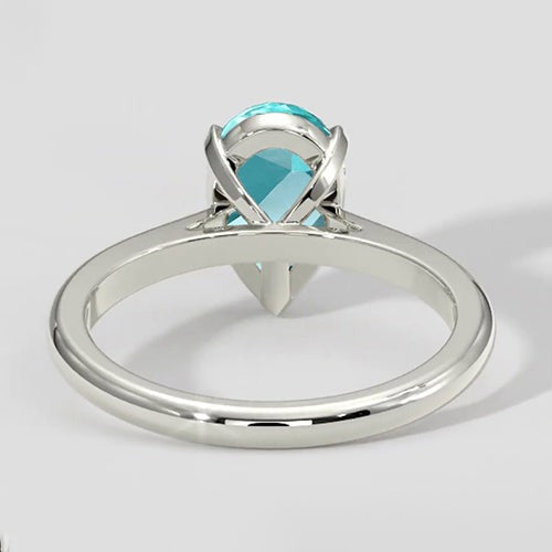 Bague Paraiba poire 2,5 ct en or blanc 14 carats