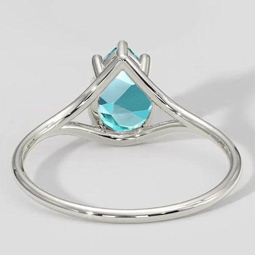 Bague Paraiba poire à tige fendue 1 ct