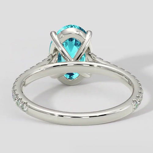 Bague Paraiba taille ovale avec accents latéraux