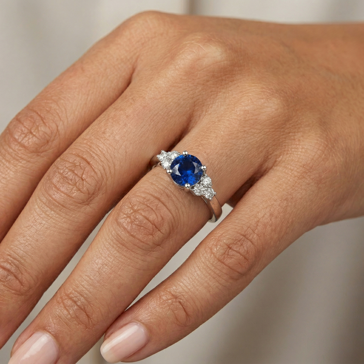 Bague Saphir Bijoux en Diamants Naturels Extraits des Mines ( et non cultivés en laboratoire ) Ronds