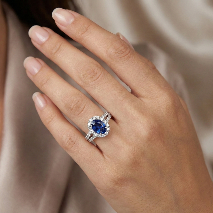 naturel oval diamant 3carats bague vue de profil