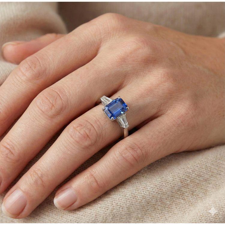 Bague Saphir Bleuet 3 Pierres