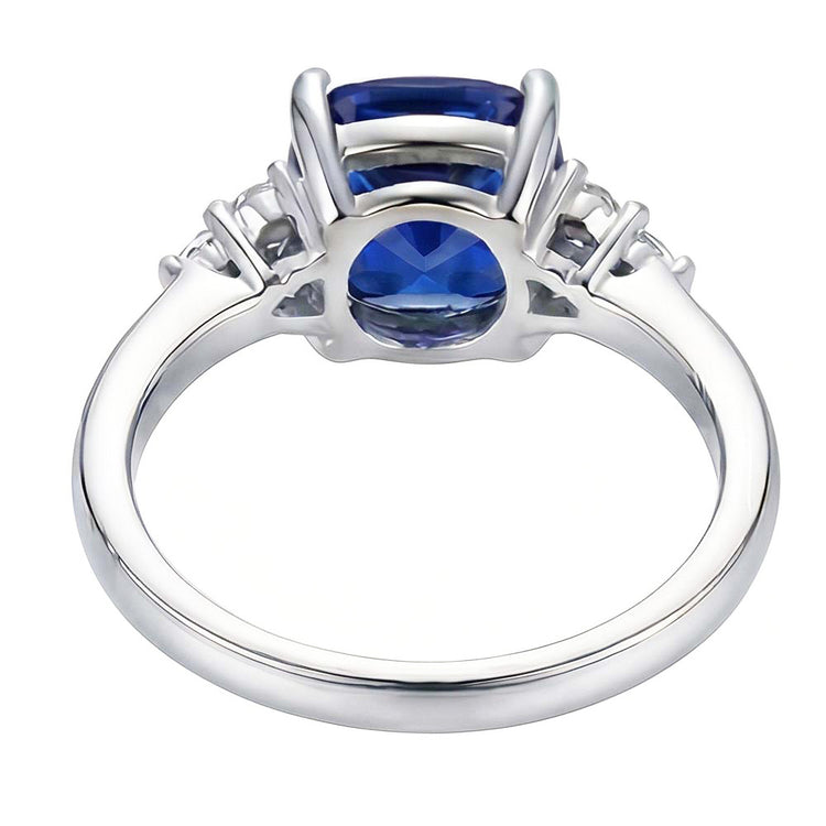 Bague Saphir Coussin Bijoux Pierres Précieuses 2.50 Carats Petit Diamant Rond