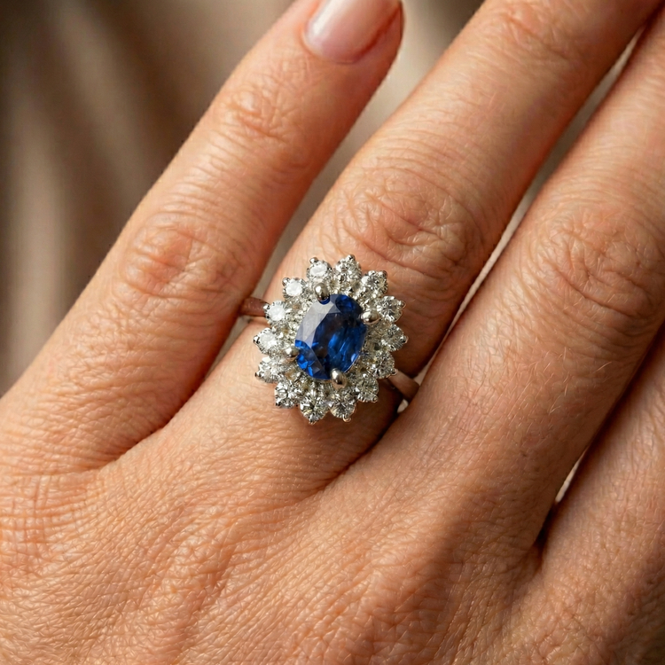 Bague Saphir Halo
