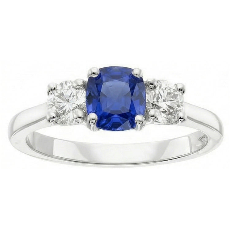 naturel round saphir 2carats bague vue de dessus