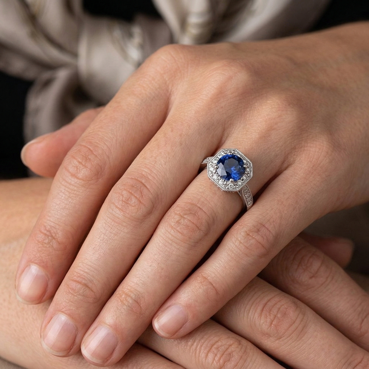 naturel round diamant 3.35carats bague avec accents diamants